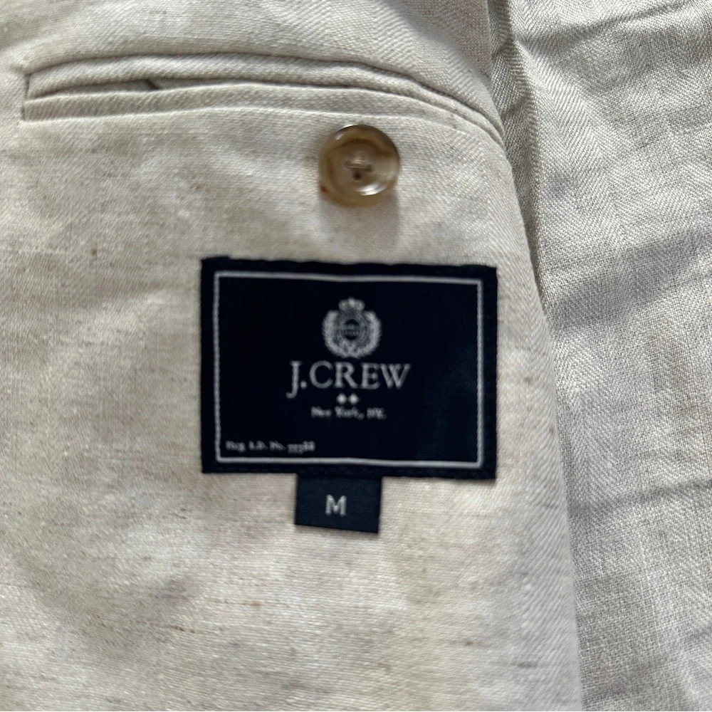 Mens J Crew Linen Blazer Suit Jacket Cream Ivory Sz M